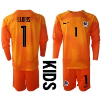 Camisa de time de futebol França Hugo Lloris #1 Goleiro Replicas 1º Equipamento Infantil Mundo 2022 Manga Comprida (+ Calças curtas)